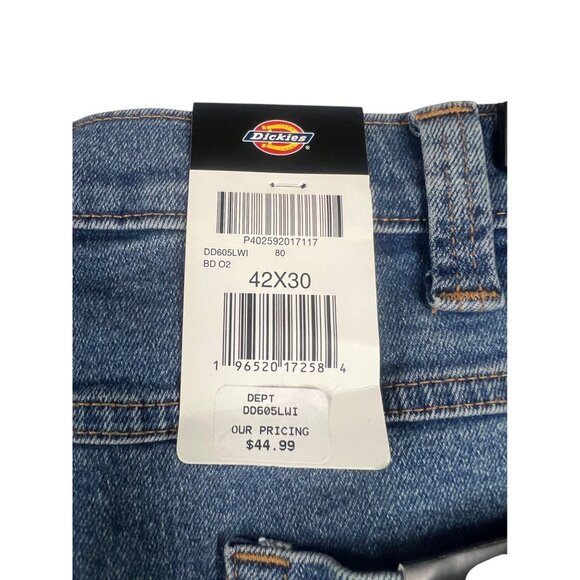 Dickies NWT Mens Flex Denim Jeans 42 X 30 Regular Fit 5-Pocket Blue Streetwear - Picture 3 of 6